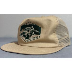 Vintage 90s John Deere K Products Hat Cap Snap Back Trucker USA Heavy Equipment